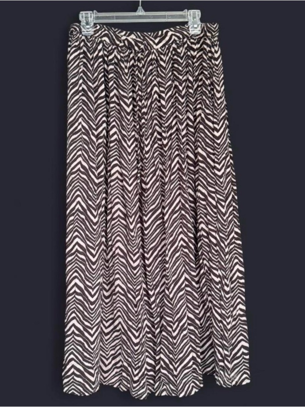 Vintage Orvis Women's Zebra Print Rayon Maxi Skirt Boho Heritage India Size M